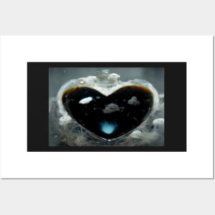 Black Broken Heart Art in Sunset /  Broken Hearts Unwind Designs Posters and Art